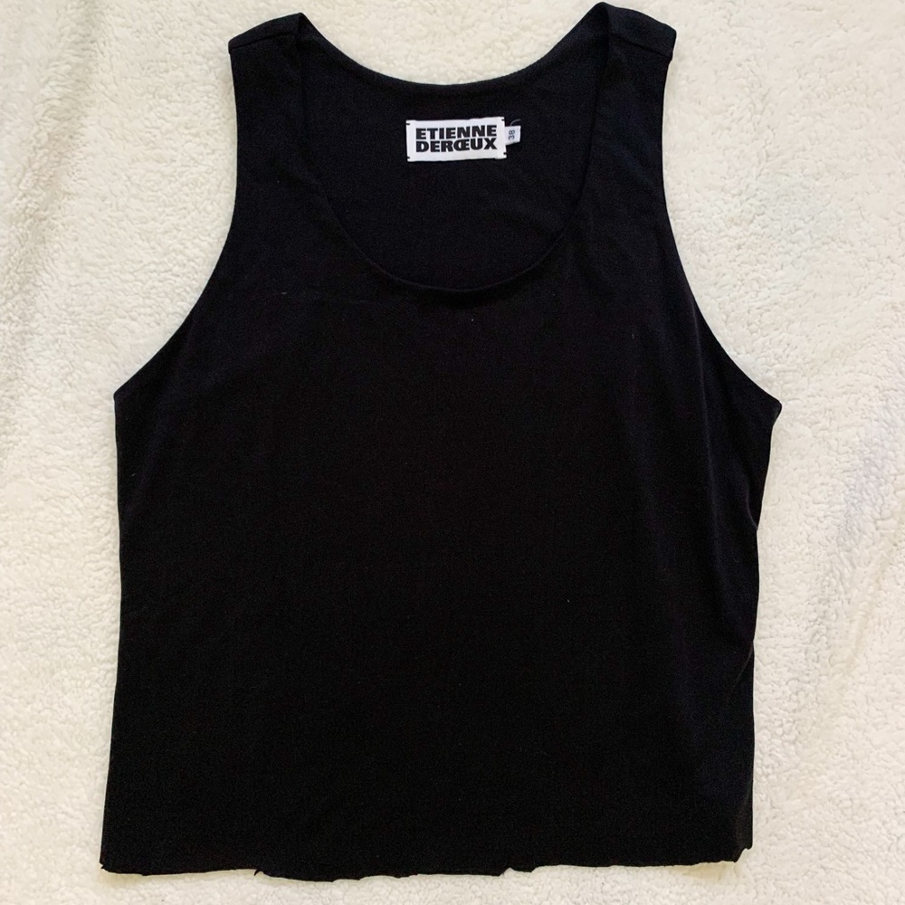 etienne deroeux black double layered tank top size 38